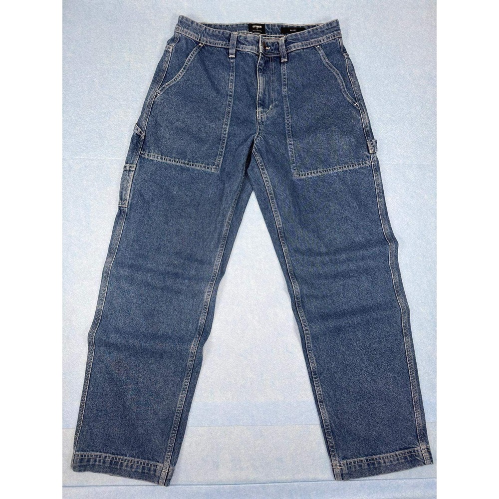 Cotton On Baggy Carpenter Jeans Mens 32 Medium Wash Blue Denim Utility Pants